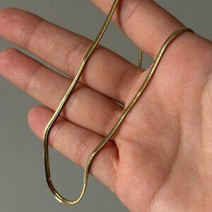 Stainless steel gold tone snake chain layering necklace